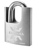 KAWAHA 21/60KD-3K High Security Stainless Steel Shrouded Padlock with Key for Both Indoor and Outdoor use (SUS304 Stainless Steel, Heavy Duty, Anti-Rust) (2-3/8 in. (60mm), Keyed Different - 3 Keys)