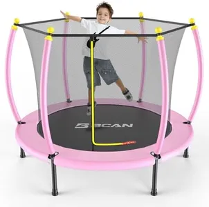 BCAN 60IN Mini Trampoline for Ages 2 to 5 Toddlers, 5FT Safety Toddler Trampoline - Pink