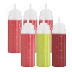 ASelected 6Pcs 500Ml Squeeze Sauce Bottle, Squeeze Sauce Bottle With With Twist On Cap Lids, Plastic Squeeze Dispensers With Measurements For Ketchup Condiments Syrup Bbq Sauce Mustard Salad Dressing