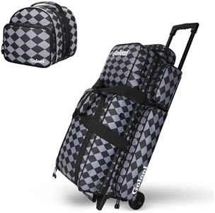 4 Ball Bowling Bags with Wheels,3 Ball Bowling Bag + 1 Ball Tote,Separate Shoe Compartment for Shoes (Up To US Men Size 16)-Retractable Handle Extends to 39"