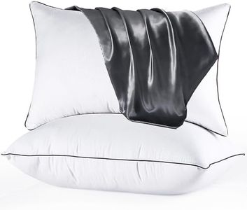 King Size Pillows 2 Pack for Sleeping, Soft and Supportive Bed Pillows with Satin Pillow Cases for Side Back and Stomach Sleeper, Down Alternative Hotel Collection Pillows 2 Pack - 20x36 Inches, Grey
