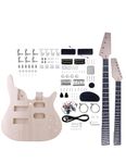Fistrock DIY Electric Guitar Kit Double Neck Bass Guitar Kits Right Handed with Basswood Body Hard Maple Neck Poplar Laminated Fingerboard Chrome Hardware Build Your Own Guitar.