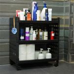 LEOPAX Acrylonitrile Butadiene Styrene 3 Layers Bathroom Cabinet | Free Standing Bathroom Storage Cabinet | Bathroom Corner Standing Shelf Toilet Cabinet Storage - Black (50 X 30 X 54Cm)