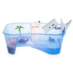 Turtle Tank Reptile Starter Kit Terrarium Includes Accessories with UV Basking Light Lamp + Water Filter + Rocks + Palm Tree - Aquarium for Terrapin Turtles, Hermit Crab Habitat Crab Crayfish