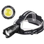 200000 Lumens LED Head Torch USB Rechargeable Super Bright with 4 Modes and IPX6 Level Waterproof Headlamp,90° Adjustable Hands-Free Head Torch for Outdoor Camping, Cycling,Climbing