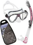 Cressi Big Eyes Evolution Mask & Alpha Ultra Dry Snorkel - Dive Combo Set, One Size, Transparent/Pink, Adult Unisex