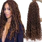 6 Packs Curly Faux Locs Crochet Hair Deep Wave Braiding Hair With Curly Ends Crochet Goddess Locs Synthetic Braids Hair Extensions 24 Strands/Pack(6Packs,20inch,#30)