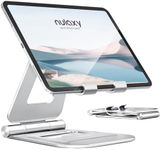 Nulaxy Aluminum Dual Foldable iPad Stand, Fully Adjustable Desktop Tablet Holder, iPad Accessories for Office Kindle Compatible with Mobile Devices iPad Pro/Air/Mini, iPhone Pro/Max/Plus, Silver