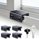 Window Locks for Sliding Windows(4 Sets)-Sliding Window Security Lock with Keys-Window Locks for Up and Down Windows-Easy Installation Without Drilling-Adjustable Aluminum Sliding Door Lock(Black)