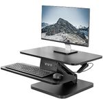 VIVO Black Height Adjustable 64cm Standing Desk Converter, Compact Sit Stand Tabletop Monitor Riser Workstation, DESK-V001G