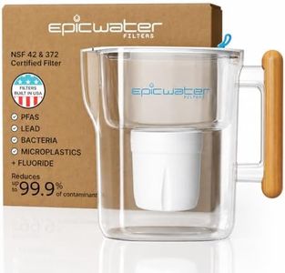 Epic Pure XP Water Filter Pitcher with Advanced CoreXchange™ Filter | NSF Certified | Removes PFAS, Lead, Chlorine & More | BPA-Free | Made in USA (White & Bamboo)