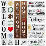 22PCS Large Letter Welcome Stencils for Painting on Wood - Vertical Home Sweet Home Stencils with Sunflowers & More - Stencils and Templates for Painting, Crafts - Reusable Stencils for Wood Signs