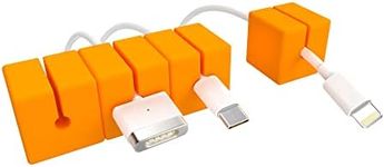 Function101 Cable Blocks - 4 Pack - Orange Color - Weighted and Magnetic Cord Holder/Cable Organizer - Flexible Silicone Blocks for Desk, Home, Office, Nightstand