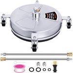 15in Pressure Washer Surface Cleaner with Adapter Compatible with Karcher K2–K7, Stainless Steel Rotary Cleaner with 4 Wheels, 4000 PSI, 1/4" Quick Connect, 2 Extension Wands for Driveways & Patios