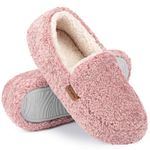 LongBay Women's Velvet Flip-Sole Full Slippers for Ladies Washable 80D Memory Foam Rubber Sole Indoor (8-9,Pink)