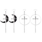 2 Pairs Sword Earrings for Women Dagger Earrings Knife Earrings Punk Simple Style Dangle Earrings Jewelry Gift for Girls