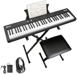 Homfan 61 Key Keyboard Piano Electronic Keyboard, Protable Electric Piano Keyboard for Beginner/Professional, Home Pianos with Power Supply,Headphones,Pedal(with stand, stool)