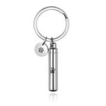 Jovivi Dog Keyring Cremation Urn Ashes keepsake Pet Memorial Gifts Dog Paw Cylinder Pendant Hair Locket Keychain For Car Key Women Men Dog Lover Gifts Christmas Birthday Present