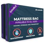 Dreamzie Double Mattress Cover for Moving, Mattress Storage Bag, Opaque Plastic, Tear Resistant, with Zip - Double - Pack of 2