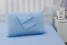 Travel Pillow Case 14x20 500 TC Egyptian Cotton Set of 2 Toddler Pillow Case Zipper Closer 100% Egyptian Cotton (Toddler Travel 14x20 Zipper, Light Blue Stripe)