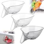 Zuimei 3 Pack Drain Basket Funnel for Kitchen Sink, Multifunctional Drainage Basket Drain Filter Large Capacity Vegetable Washing Basket Dry and Wet Separation Fruit Tray for Vegetables, Pasta