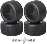 HobbyPark Glued Tires & Wheels Mounted for Losi Mini-T 2.0 Brushless Upgrades (Black Rims-Front & Rear)