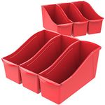 Storex Large Book Bin, Red, 6-Pack (71102U06C)