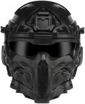 Willbebest Tactical Airsoft Helmet, Black High-end Paintball Full Face Mask Built-in HD Headset with 2 Pairs Goggles and Built-in Anti-Fog Fan for Outdoor CS Games, Hunting Gear (Full Face Helmet #1)