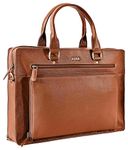 eske Maik 14" Leather Bag For Men - Leather Office Bag For Men - Messenger Macbook, Laptop Bag Leather - Work Briefcase, Office Use - Shoulder, Sling, Side Bag - Gift For Him (Summer Cognac)