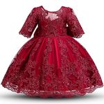 TTYAOVO Baby Girl Flower Lace Pageant Princess Party Tutu Dress Size 120(4-5 Years,2031 Red)