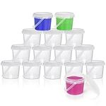 Belle Vous 250ml 15 Pack Slime Storage Containers - BPA-Free Plastic Pots - Clear Empty Leakproof Jars With Handles & Lids - Bucket Tub Container for Slime Making, Craft Materials & Toys