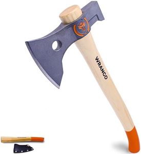 Wrangler Tools Titanium Camping Axe - 18" Wood Handle with Hammer End Hachet - Dual-Use Axe with Sheath and 2 Handles - Camping Gear & Outdoor Tools for Survival, Wood Splitting, Chopping & Hiking