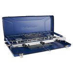 Campingaz Chef Folding Double Burner Stove and Grill, compact gas cooker for camping or festivals, Blue