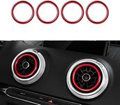 Thenice 4pcs Red Anodized Aluminum Air Vent Rings Air Condition Outlet Covers Trims Compatible with Audi A3 2013-2019, S3 2013-2016 -S Size