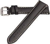 Hadley Roma Black With White Stiching 22mm Mens Oil Tan Water Resistant Leather Watch Band