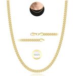 Rajputana Gold Chain Necklace For Men 3mm Gold Cuban Link Chain For Men Boy Gold Men's Chain Necklaces Sturdy Curb Chain Jewelry Gifts 22 Inch