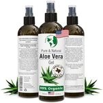 Earth's Daughter Organic Aloe Vera Gel from 100% Pure and Natural Cold Pressed Aloe – Moisturizes - Great for Face - Hair- Sunburn - Aftershave - Bug Bites - 12 oz.