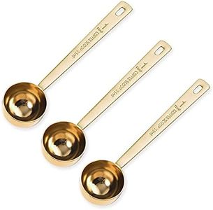 3Pcs Coffee Measuring Scoop Spoons, FHDUSRYO Stainless Steel Coffee Scoop, Long Handle Tablespoon for Measuring Coffee, Milk Powder, Fruit Powder, Tea, Sugar, Grains, Flour and Protein (Gold)