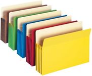 Smead File Pocket, Straight-Cut Tab, 3-1/2" Expansion, Letter Size, Assorted Colors, 5 per Pack (73892)