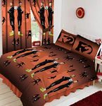 F2 Freestylers Double Bed, Duvet/Quilt Cover Set, Novelty Football Trick Shot Net Goal, Orange Black Green White