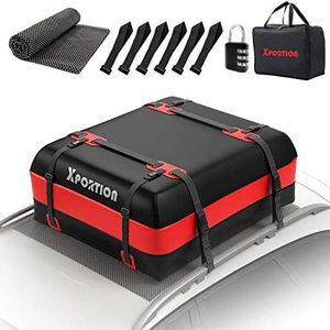 XPORTION Roof Cargo Bag,15 Cubic Feet car roof Bag,Waterproof roof Cargo Bag,Rooftop Cargo Bag Anti-Slip Mat,Storage Bag,Zipper Lock,8 Reinforced Straps,Suitable for All Cars with/Without Luggage Rack