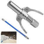 Ownkim High Pressure Grease Gun Coupler with Quick Release Lock-On, Grease Fitting Coupler, 11.8" Hose, 1/8" NPT Fitting - Durable Stainless Steel Construction