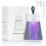 CLOUDDOMINO Electric Bug Zapper for Indoors Outdoor Fly Zapper Mosquito Trap LED Fly Trap and Purple Light Portable Camp Mosquito Killer Up to 6 Hours of Battery Have Security Grid(Gray)