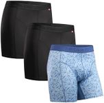 DANISH ENDURANCE Men's Sports Trunks, Breathable, Soft, Quick Dry, 3 Pack, Multicolor: 2 x Black, 1 x Blue Mosaic, Medium