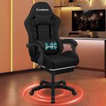 ELFORDSON Gaming Chair with 2-Point Massage Lumbar Cushion, High Back PC Computer Game Chair, 150° Reclining Office Chair with Headrest & Footrest, 360° Swivel, Fabric, Black - Home, Esports