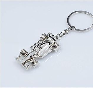 SUNSHINETEK Racing Car Keychain Llavero de metal para coche o House Keys Cool Key Ring Gift para hombres o niños (plata, paquete de 2)
