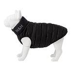 HUGO & HUDSON Reversible Dog Puffer Jacket, Windproof Water Resistant Coat, Black & Grey, M40