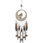 VP Home 27.5" H Rustic Copper Tribal Wolf Dream Catcher Wind Chimes for Outside Unique Dreamcatcher Wolf Windchimes Outdoor Decoration Garden Decor Wolf Wind Chime Gift for Women, Mom, Grandma, Unisex