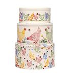 Emma Bridgewater - Polka Chickens Set 3 Round Cake Tins - 250 (d) x 145mm 225 (d) x 120mm 200 (d) x 95mm