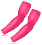 Sports Compression Arm Sleeves for Men & Women - Youth, Kids Arm Sleeve Baseball - Volleyball Sleeves & Basketball Sleeve, Fuchsia Pink, Adult Medium